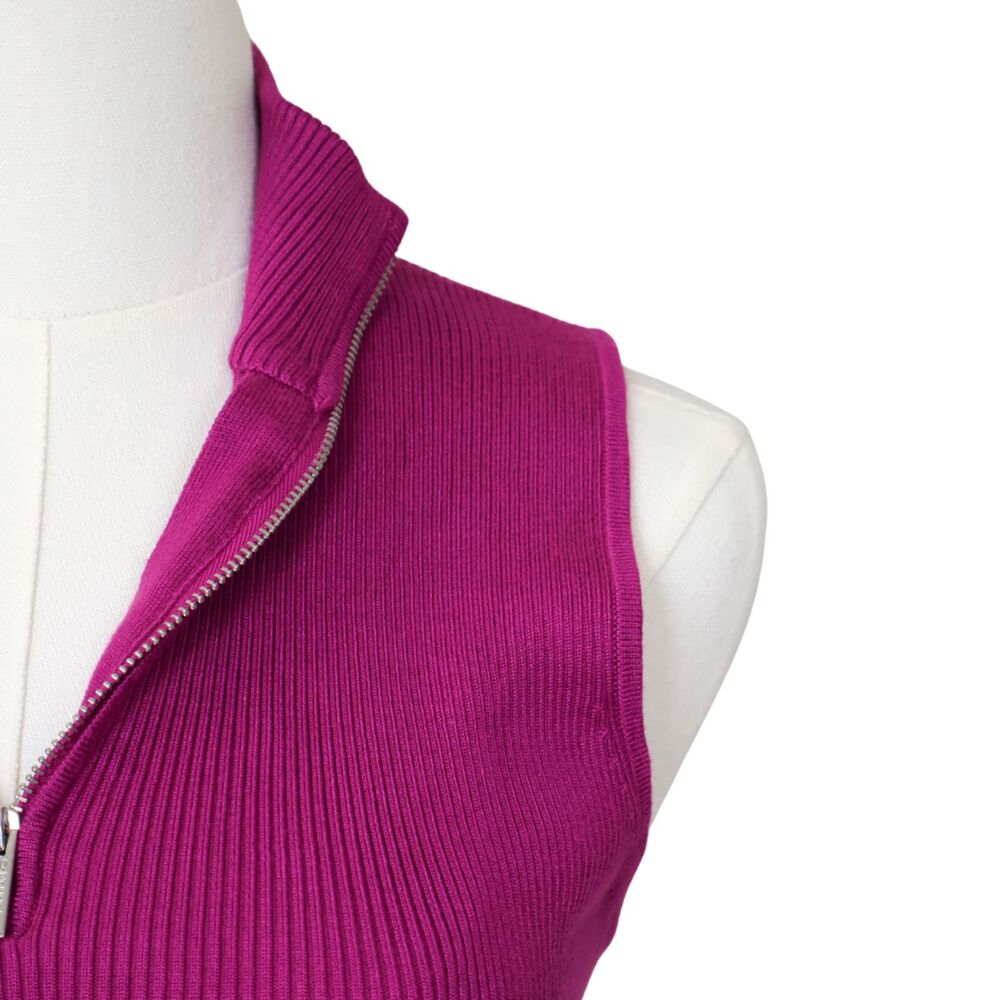 Calvin Klein Jeans Women's Sleeveless Quarter Zip Fuchsia Small - Picture 2 of 7